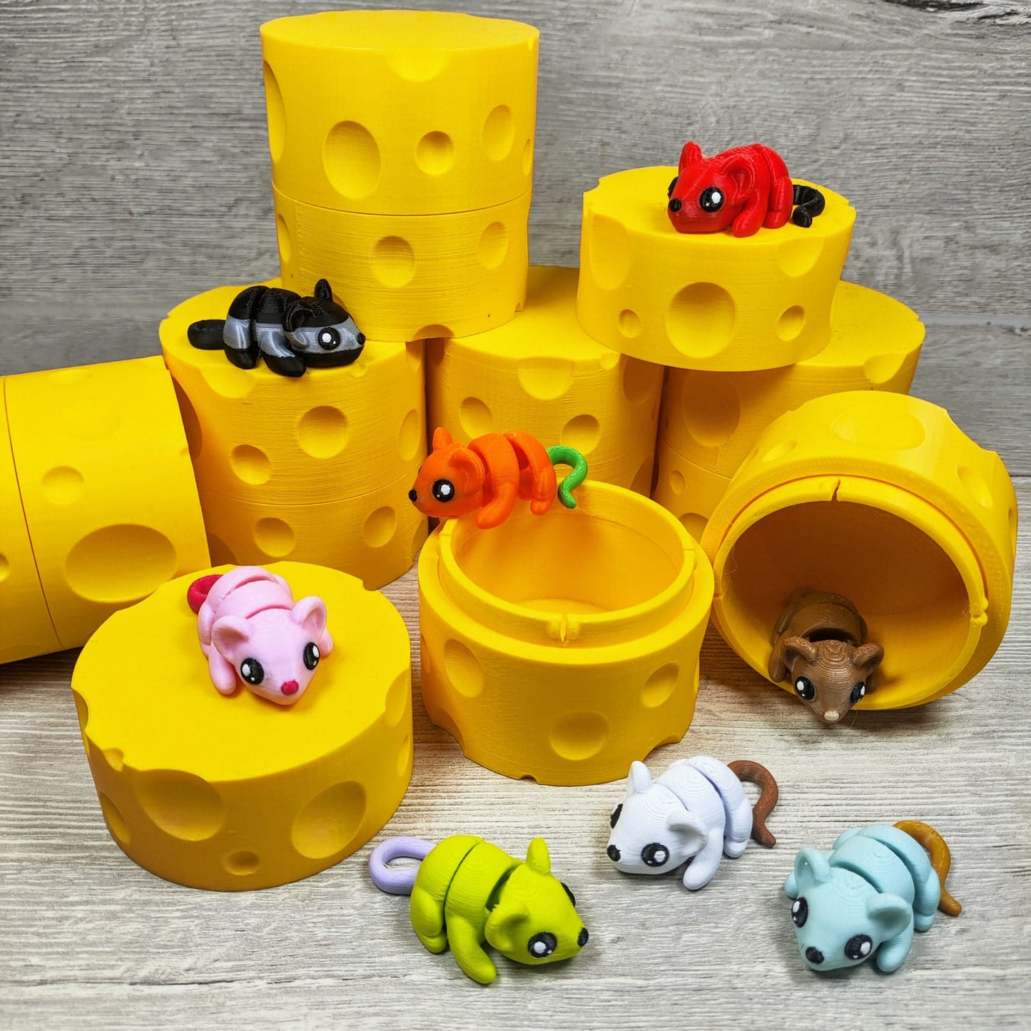 Mice in a Cheese Box – 3D Printed Collectible Set