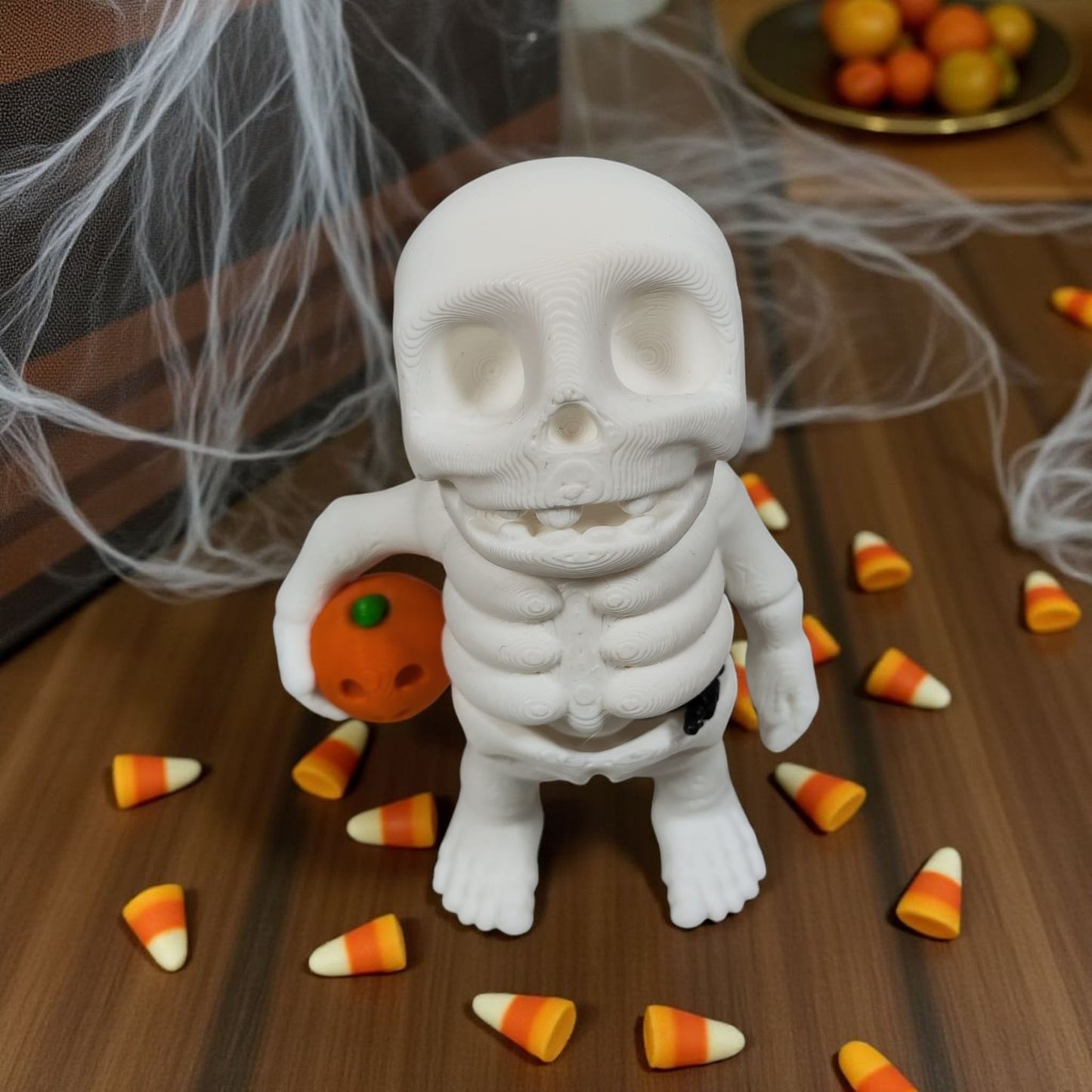 šš Skeleton with Pumpkin ā Cute Halloween Collectable