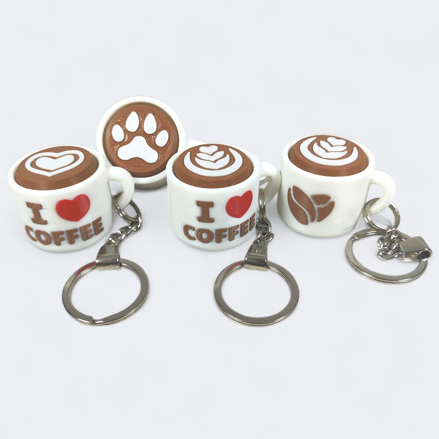 Coffee Mug Clicker Keyring — Cute Fidget Mug with Random Toppings