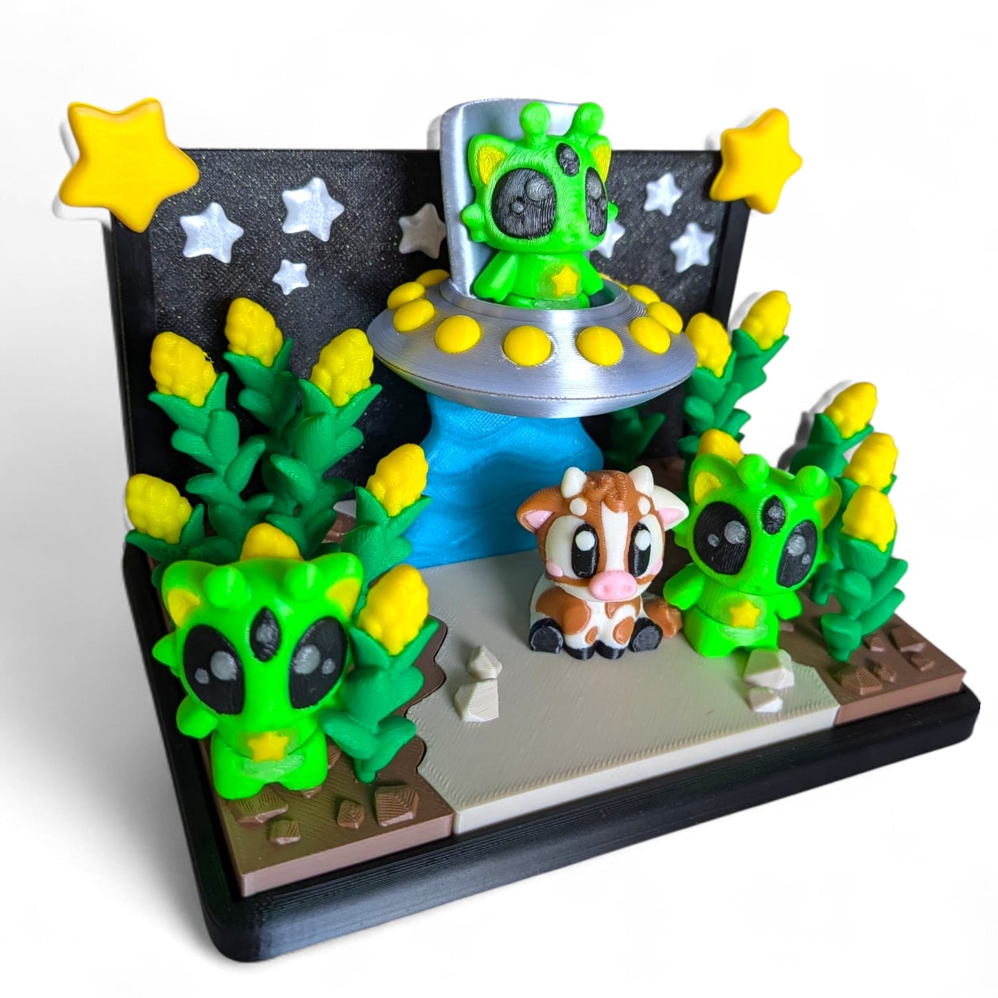 Cow Abduction Playset – 3D Printed Alien Diorama Set