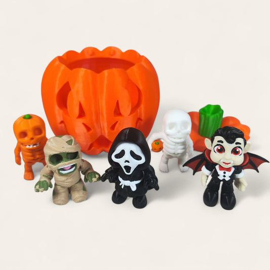 🎃 Halloween Pumpkin Set — 5 Mini Spooky-Cute Figurines