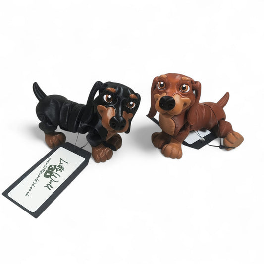 🐾 Frankie & Dexter the Dachshunds — Articulated Sausage Dog Figures