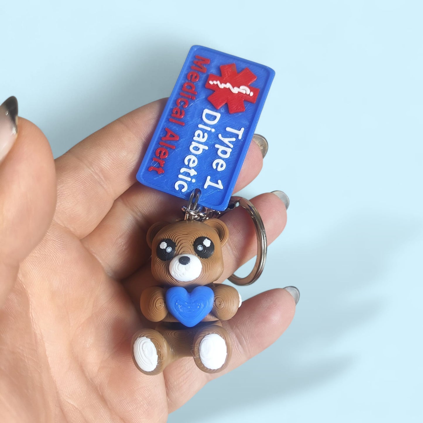 🧸 Type 1 Diabetic Teddy Bear Keyring