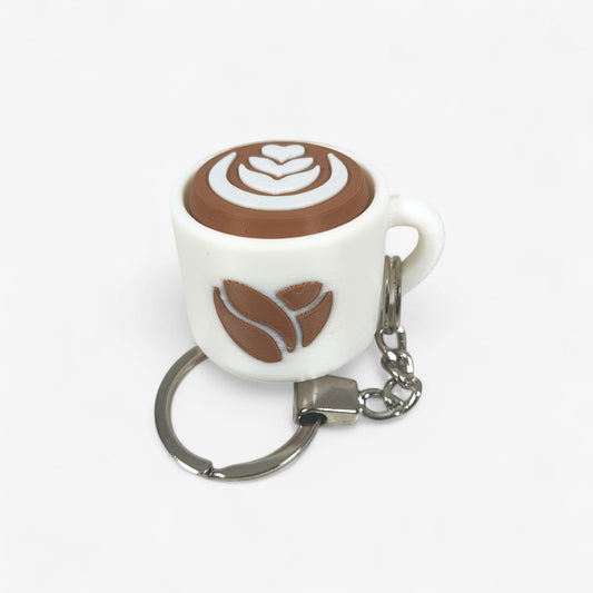 Coffee Mug Clicker Keyring — Cute Fidget Mug with Random Toppings