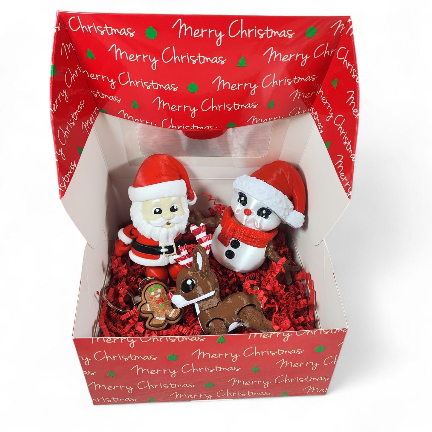 Christmas Friends Articulated Set — Santa, Snowman, Reindeer & Gingerbread Clicker Keyring