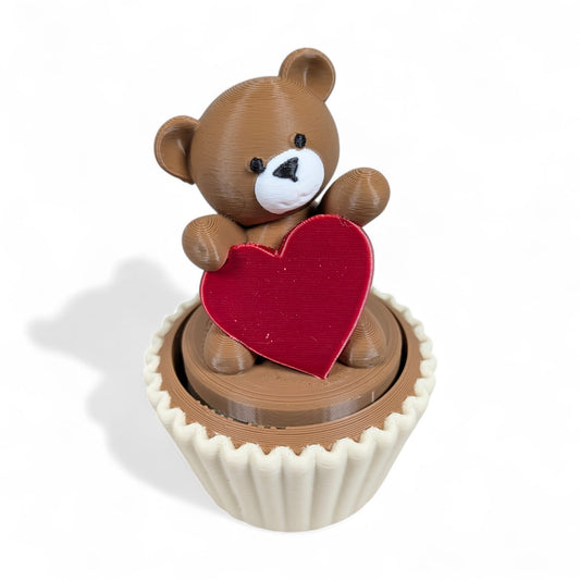 Clicker Teddy Bear with Heart Cupcake