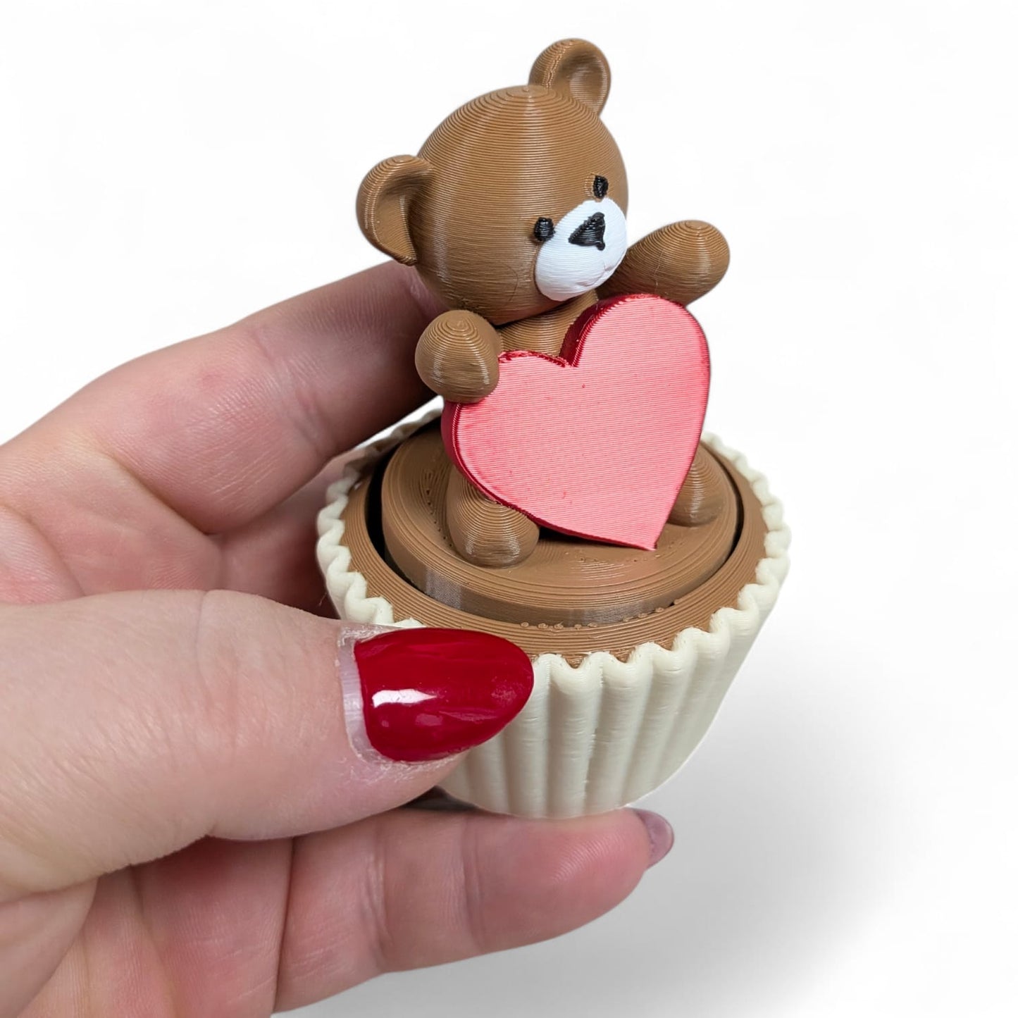 Clicker Teddy Bear with Heart Cupcake