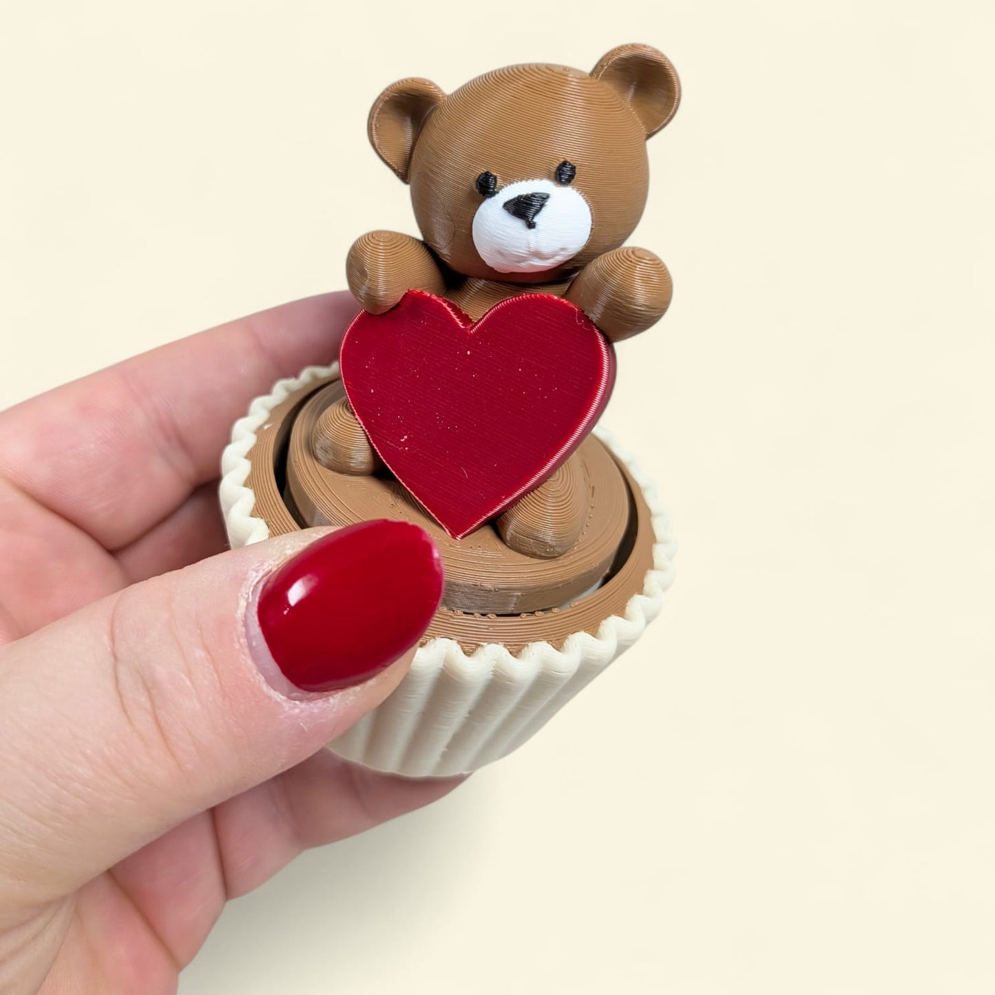 Clicker Teddy Bear with Heart Cupcake