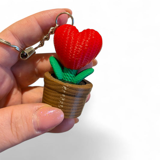 Flower Pot Clicker Keychain – Knitted Look Design