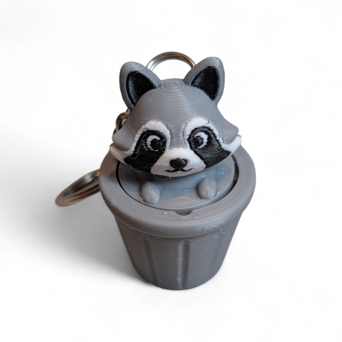 Raccoon in Trash Bin Clicker Keychain – Cute Collectable Accessory