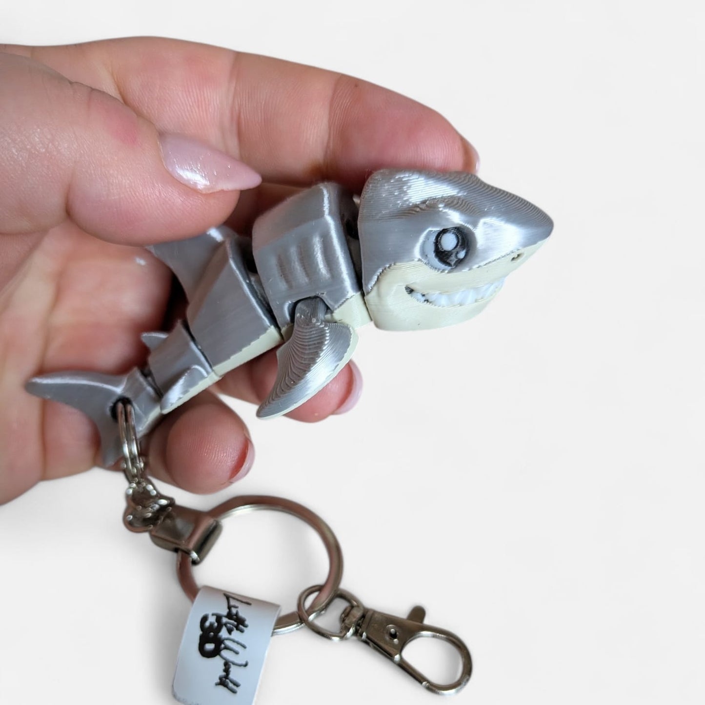 Articulated Shark Keychain – 3D Printed Moving Shark Bag Charm