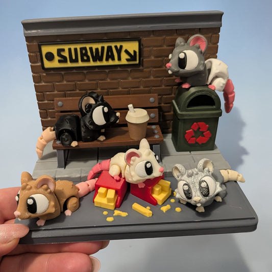 Rat Street Diorama – Articulated 3D Printed Collectible Set
