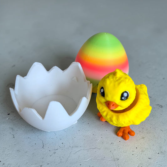 Hatchling Chick in Egg – Articulated Easter 3D Printed Decor