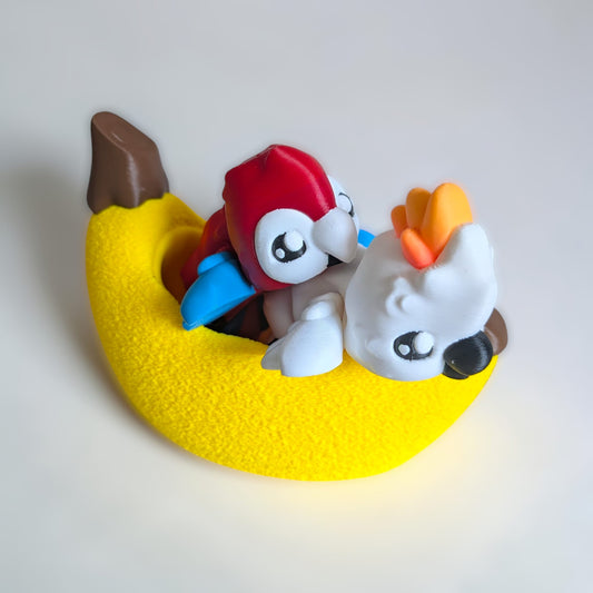 Parrots in a Banana – Articulated 3D Printed Set