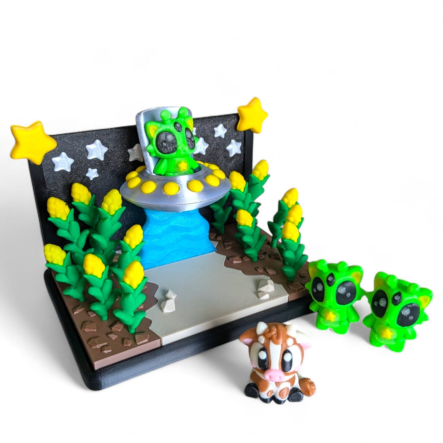 Cow Abduction Playset – 3D Printed Alien Diorama Set