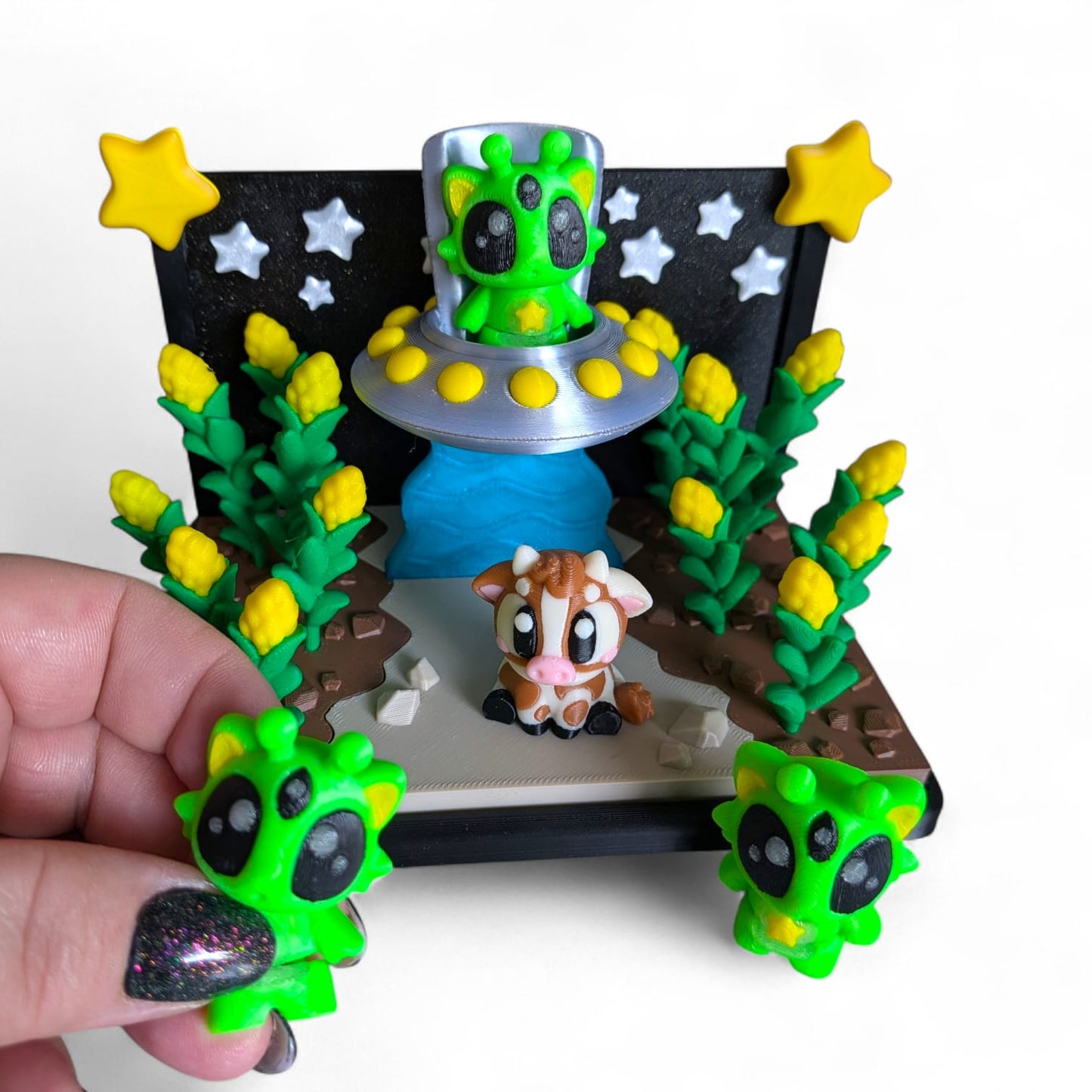 Cow Abduction Playset – 3D Printed Alien Diorama Set