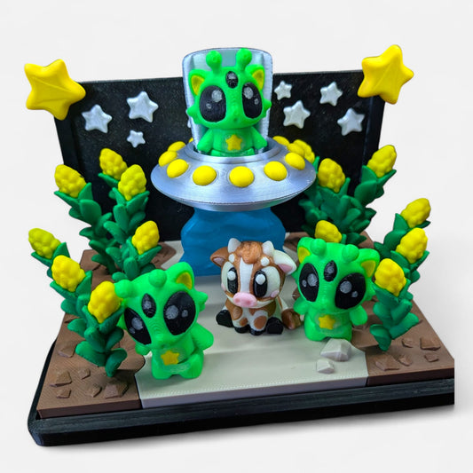 Cow Abduction Playset – 3D Printed Alien Diorama Set